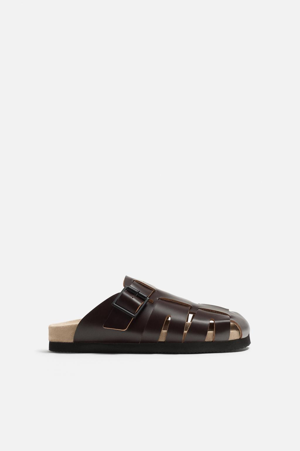 LEATHER CLOG CAGE SANDALS - Zara фото 5