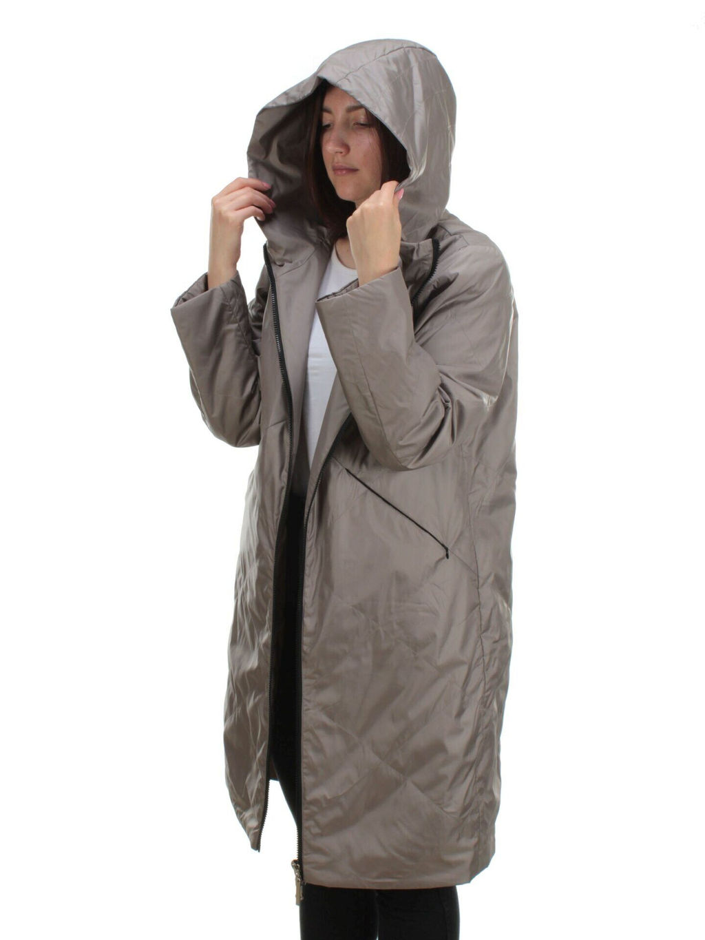22098 DK.BEIGE Куртка демисезонная двухсторонняя женская (80 гр. синтепон) - Fashion фото 11