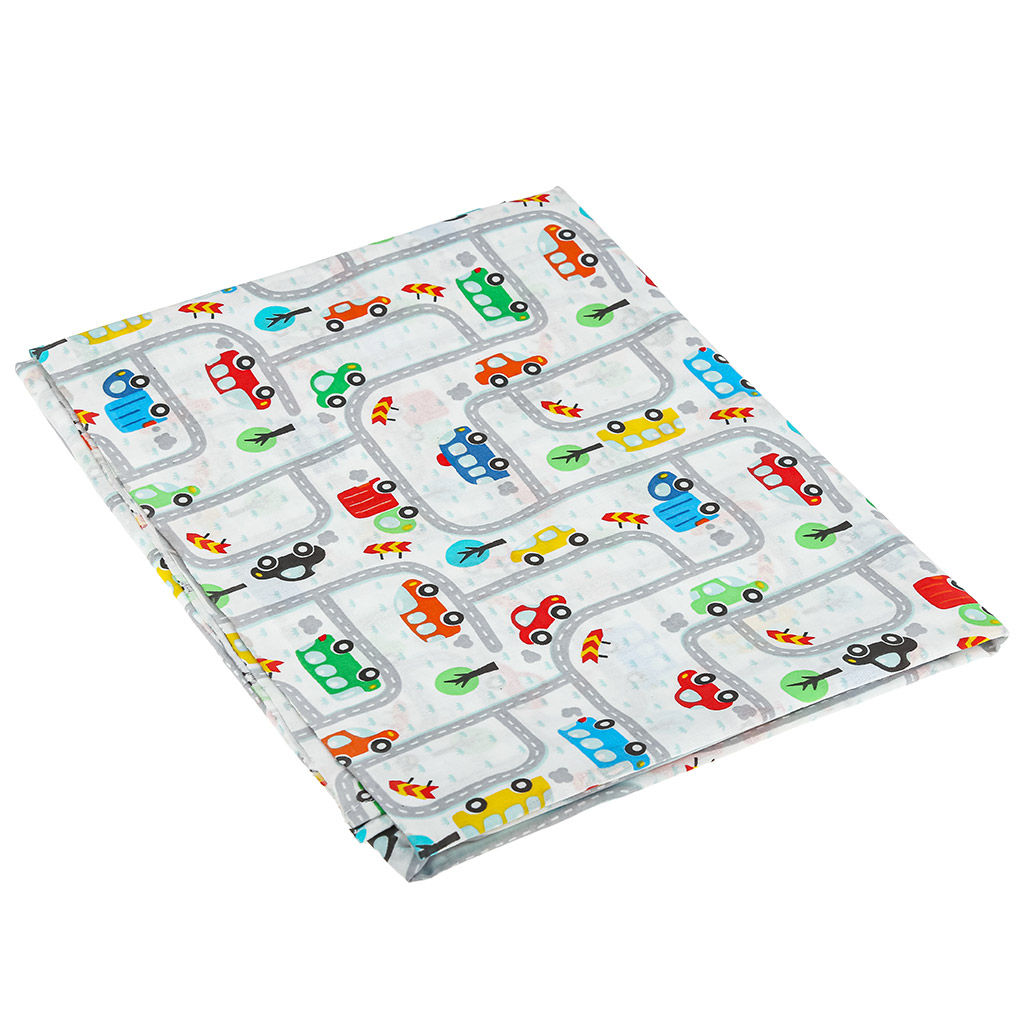 Простыня на резинке ясельная 60х120см Дорога, свесы 12см (100х50см), перкаль 110г/м2, хлопок 100%, упаковка классическая ПВХ 28х41см, Домашняя мода (Россия)  фото 3