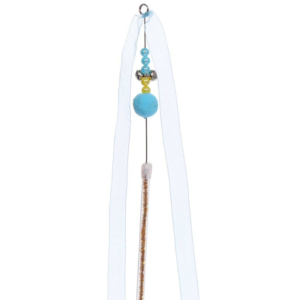 Цена за 3 шт. Игрушка - дразнилка на палочке "ЦапЦап", ленточка, цвет голубой, см, 42см ( пакет с подвесом)