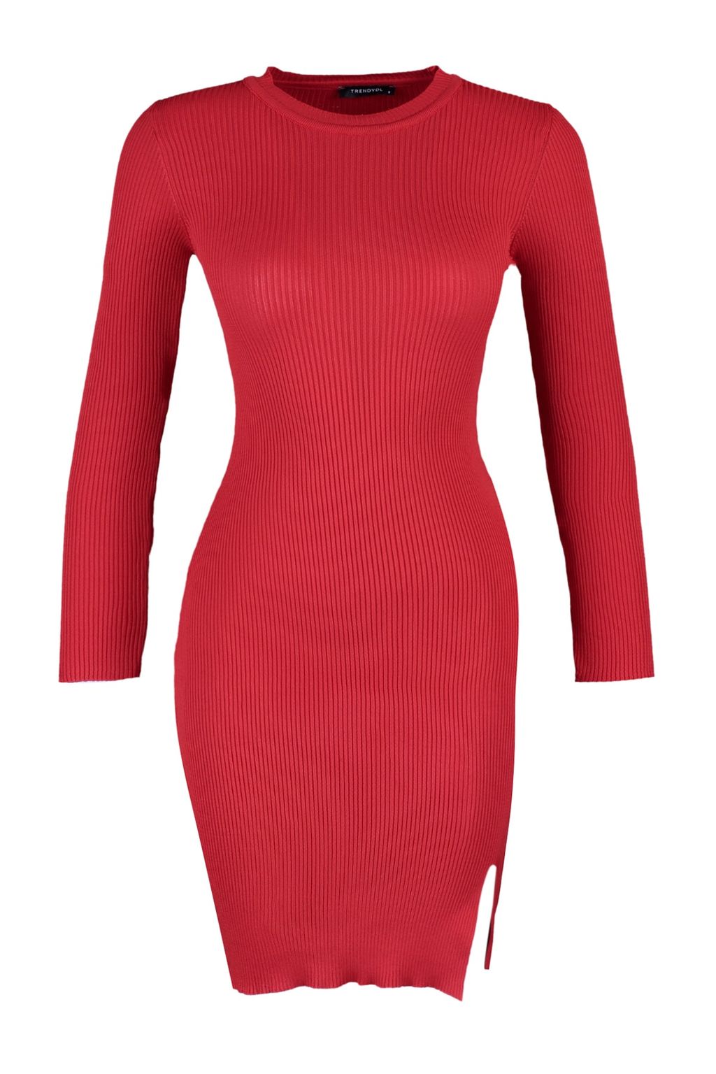 K?rm?z? Mini Triko Y?rtmacl? Vucuda Oturan Elbise TWOAW23EL01416