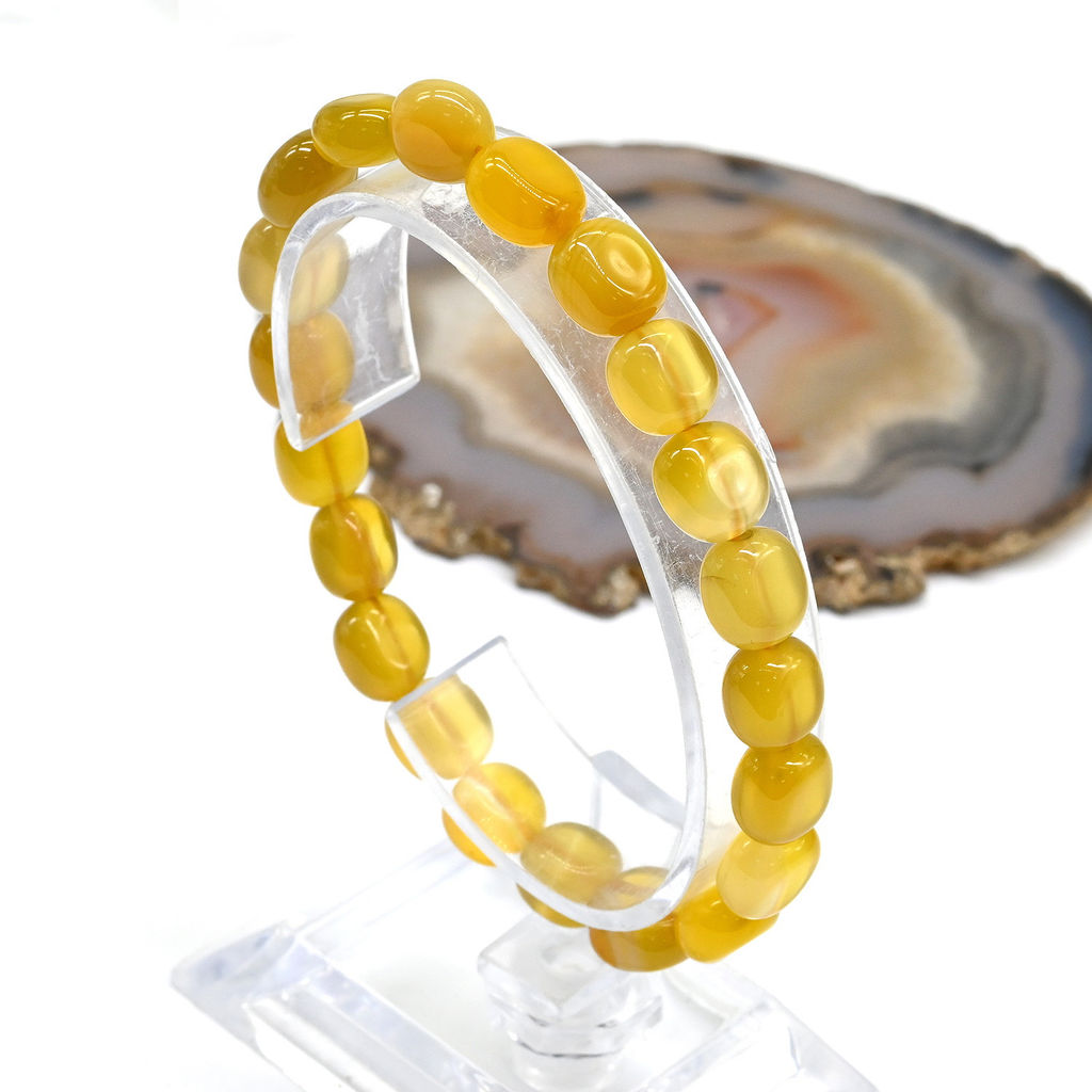 Браслет из агата тонированного прямоугольник 7*10мм цв.желтый