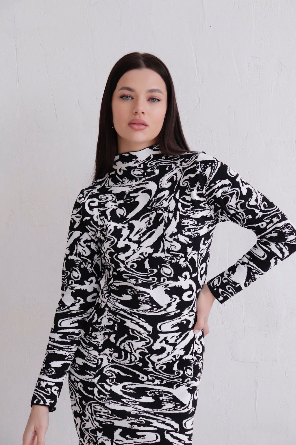 Платье вязаное чёрно-белое - Martichelli фото 2