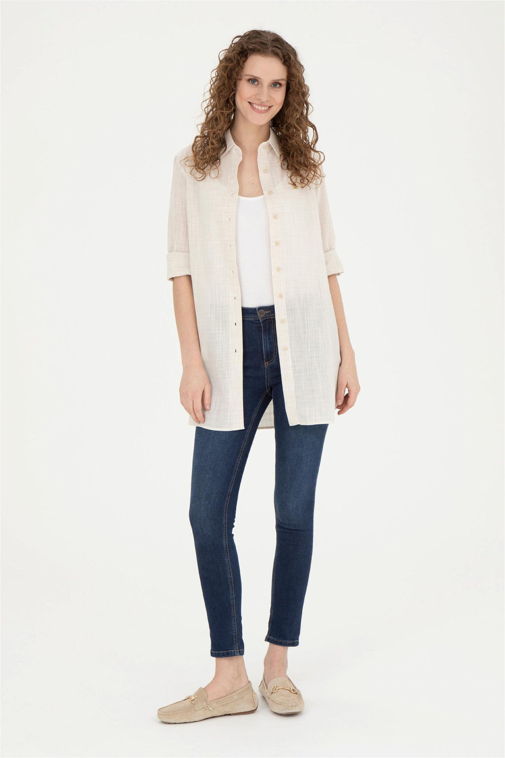 Женская рубашка цвета хаки с длинным рукавом светлого цвета - U.s. polo assn фото 4