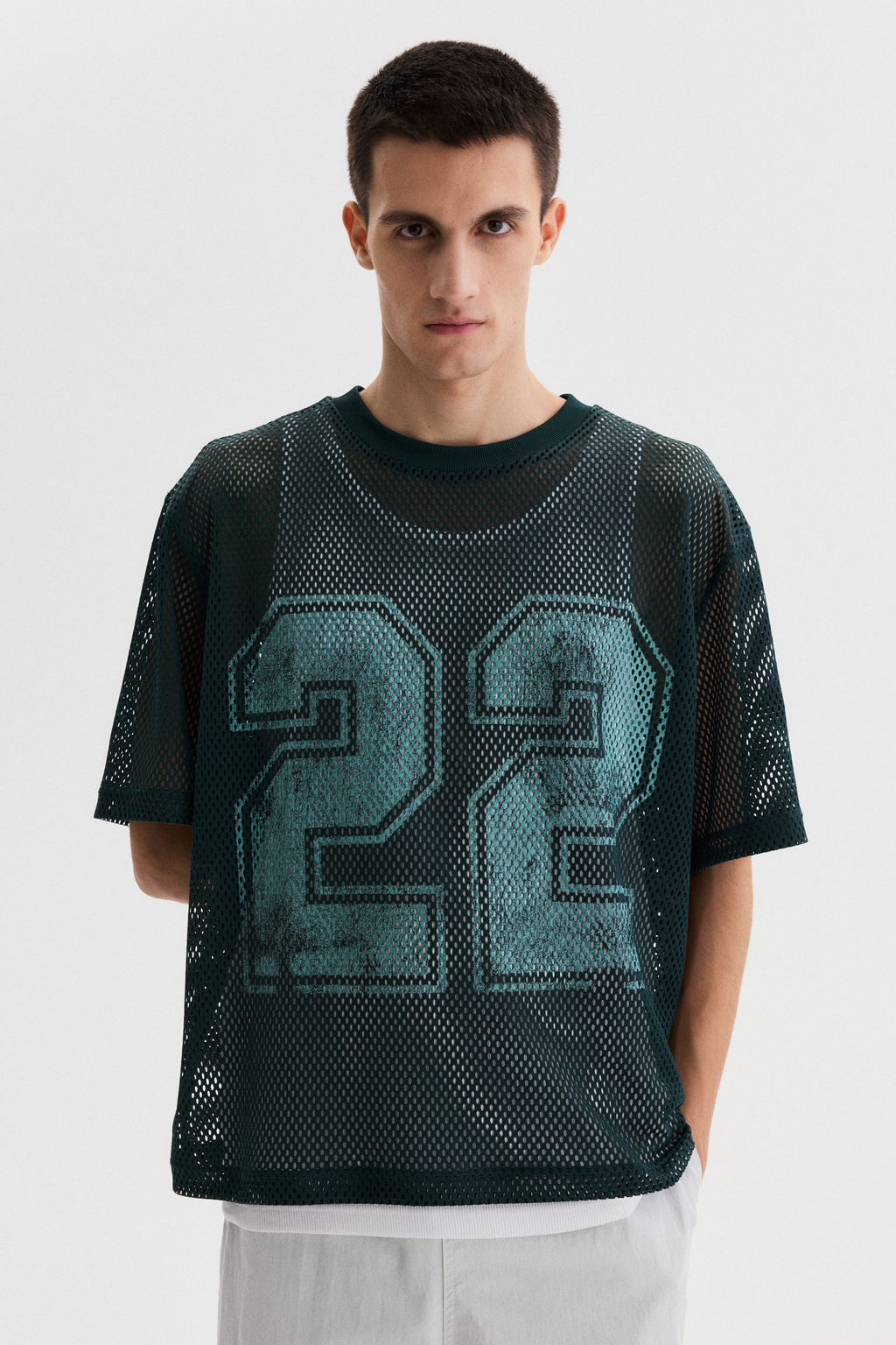 Camiseta de malla con estampado Oversized Fit - H&m фото 2