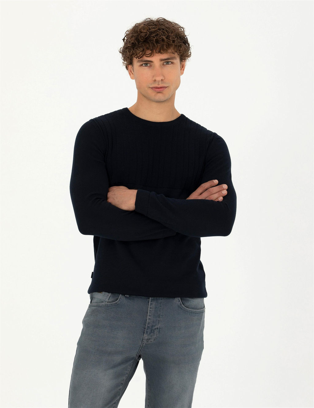 Lacivert Slim Fit Bisiklet Yaka Triko Kazak - Pierre cardin фото 3
