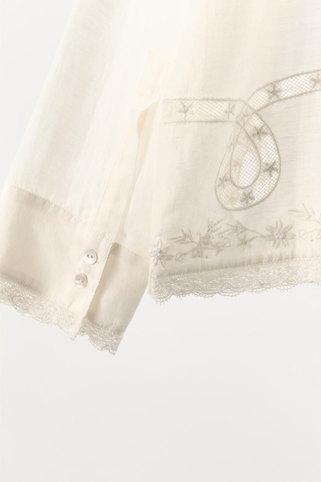SHIRT WITH LACE TRIM, BEADING AND EMBROIDERY - Zara фото 13