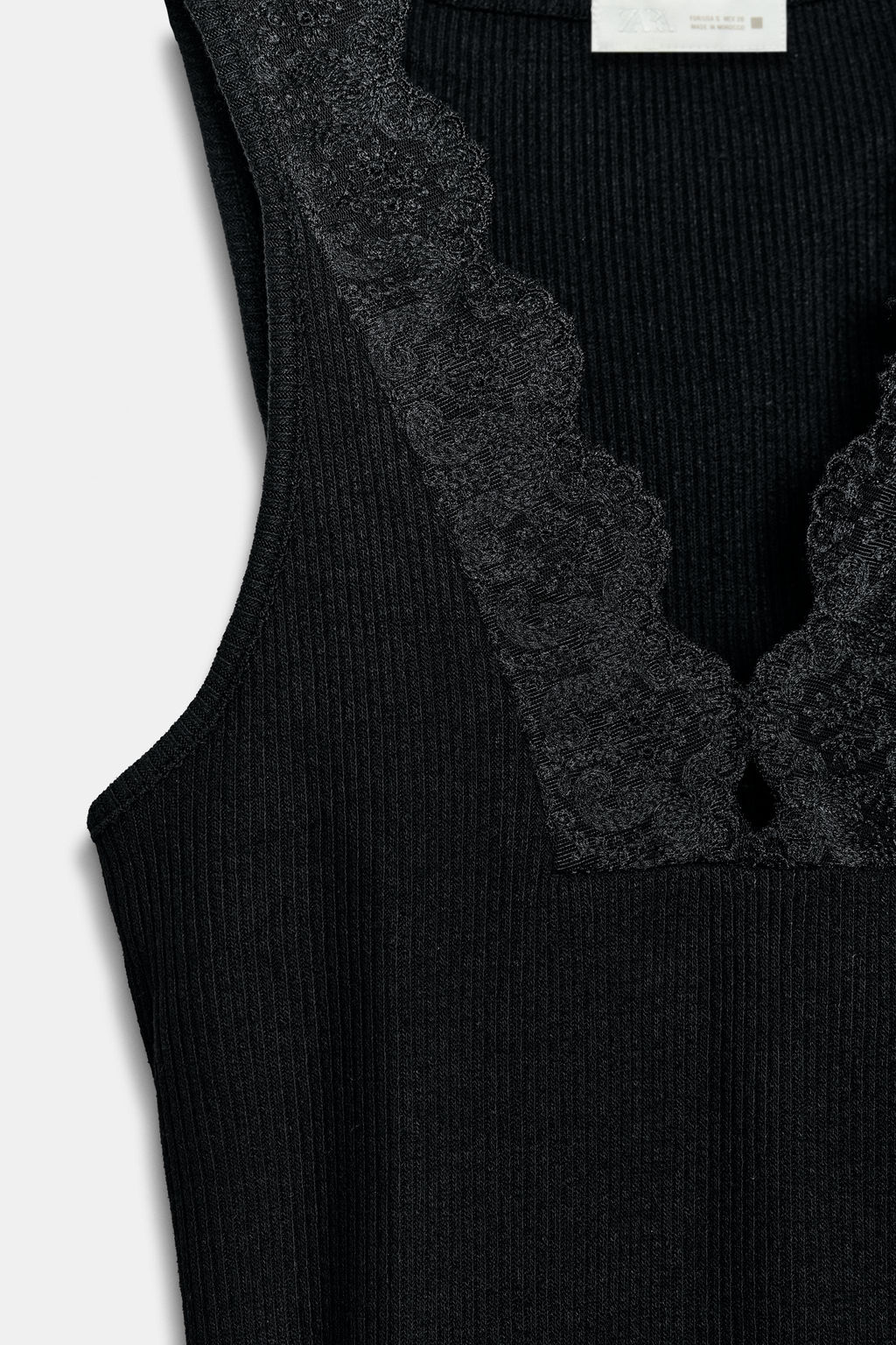 RIBBED LACE T-SHIRT - Zara фото 6