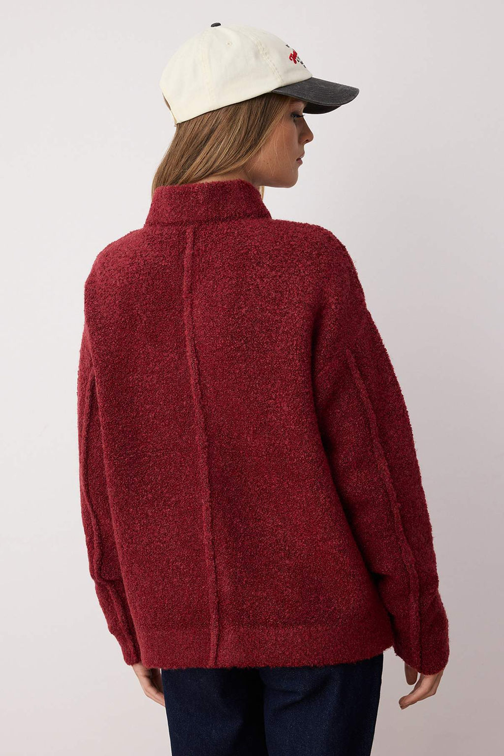 Bej Buklet/Dokulu Iplikli Genis Kal?p Mont Gorunumlu Triko H?rka TWOAW26HI00207 - Trendyolmilla фото 5