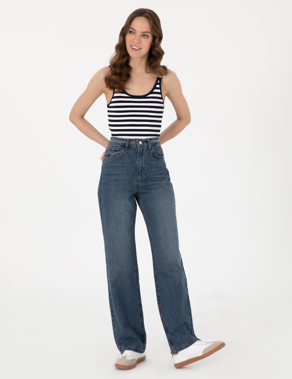 _ndigo Waist Flare Fit Jean Pantolon