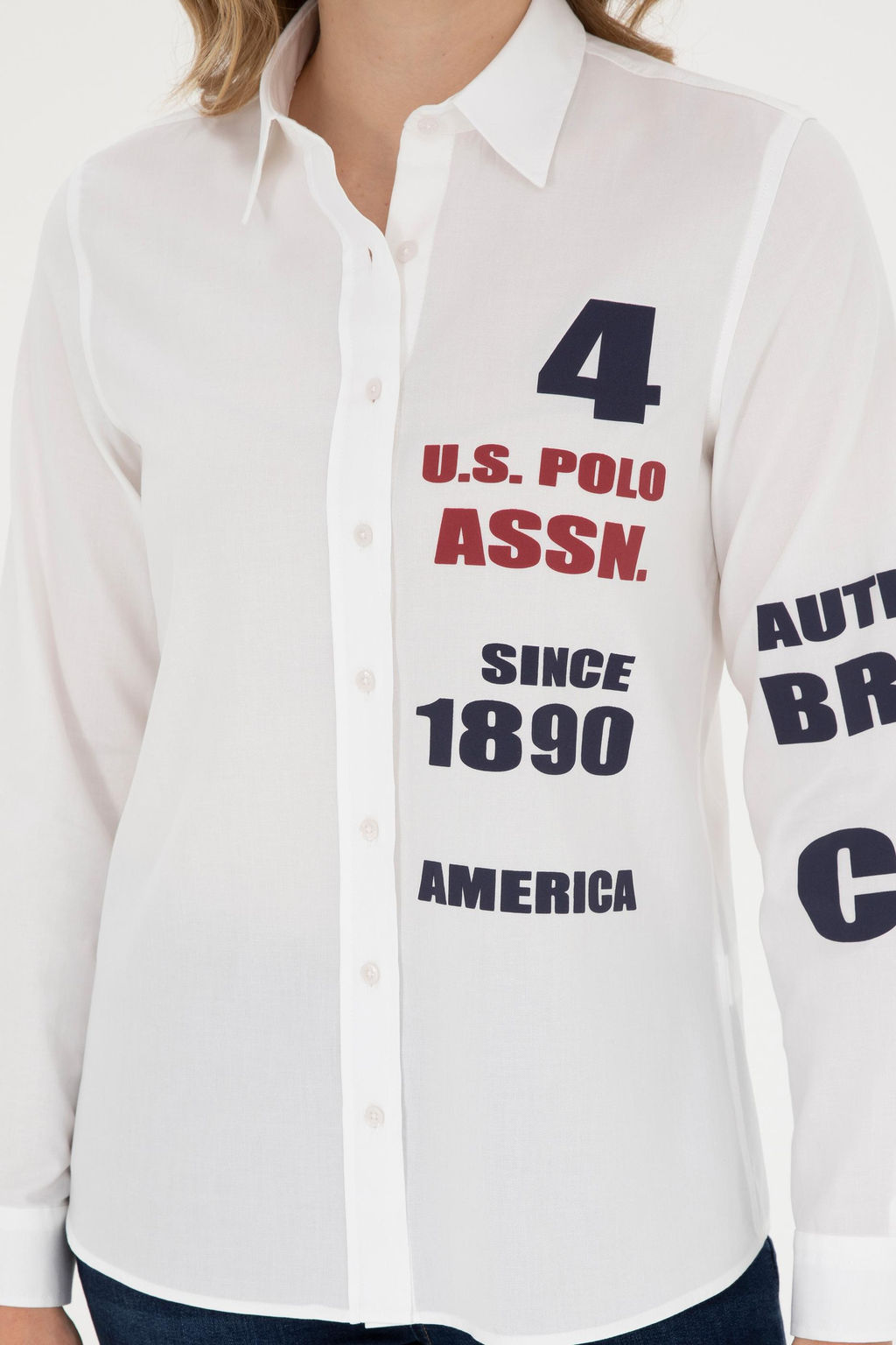 U. S. Polo Assn / Женская белая рубашка с длинным рукавом - U.s. polo assn фото 13