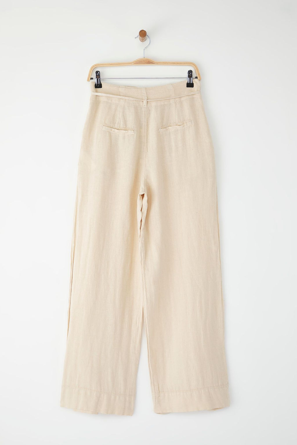 Bej %100 Keten Beli Baglama Detayl? Yuksek Bel Wide Leg Pantolon TWOSS25JE00243 - Trendyolmilla фото 6