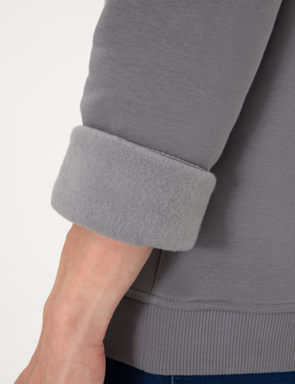 Gri 3 _plik Regular Fit __i Polarl_ Bisiklet Yaka Basic Sweatshirt - Pierre cardin фото 7