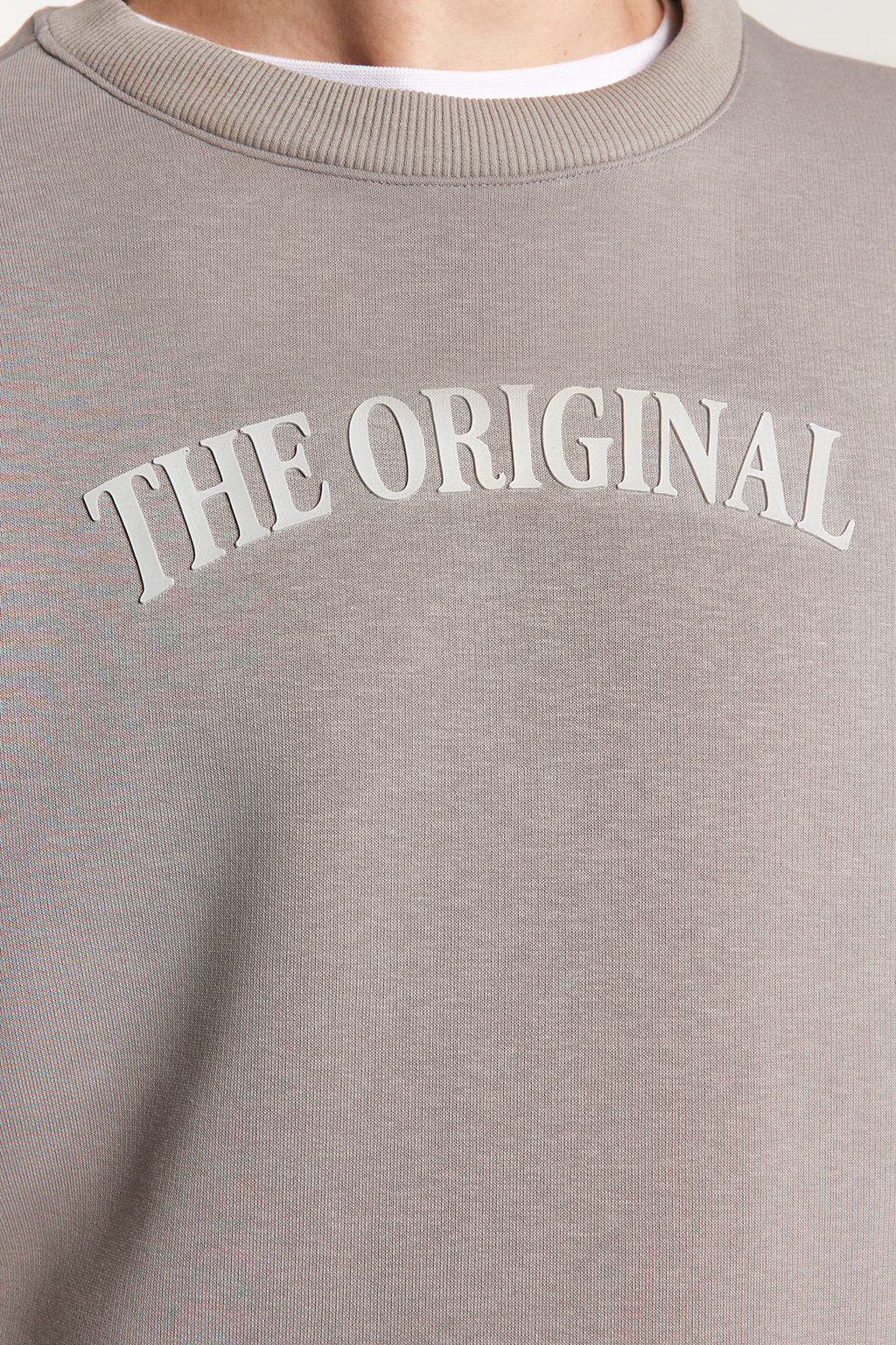 Gri Regular/Normal Kesim Ici Polar/S?cak Tutan Yaz? Bask?l? Sweatshirt TMNAW24SW00183 - Trendyolmilla фото 4