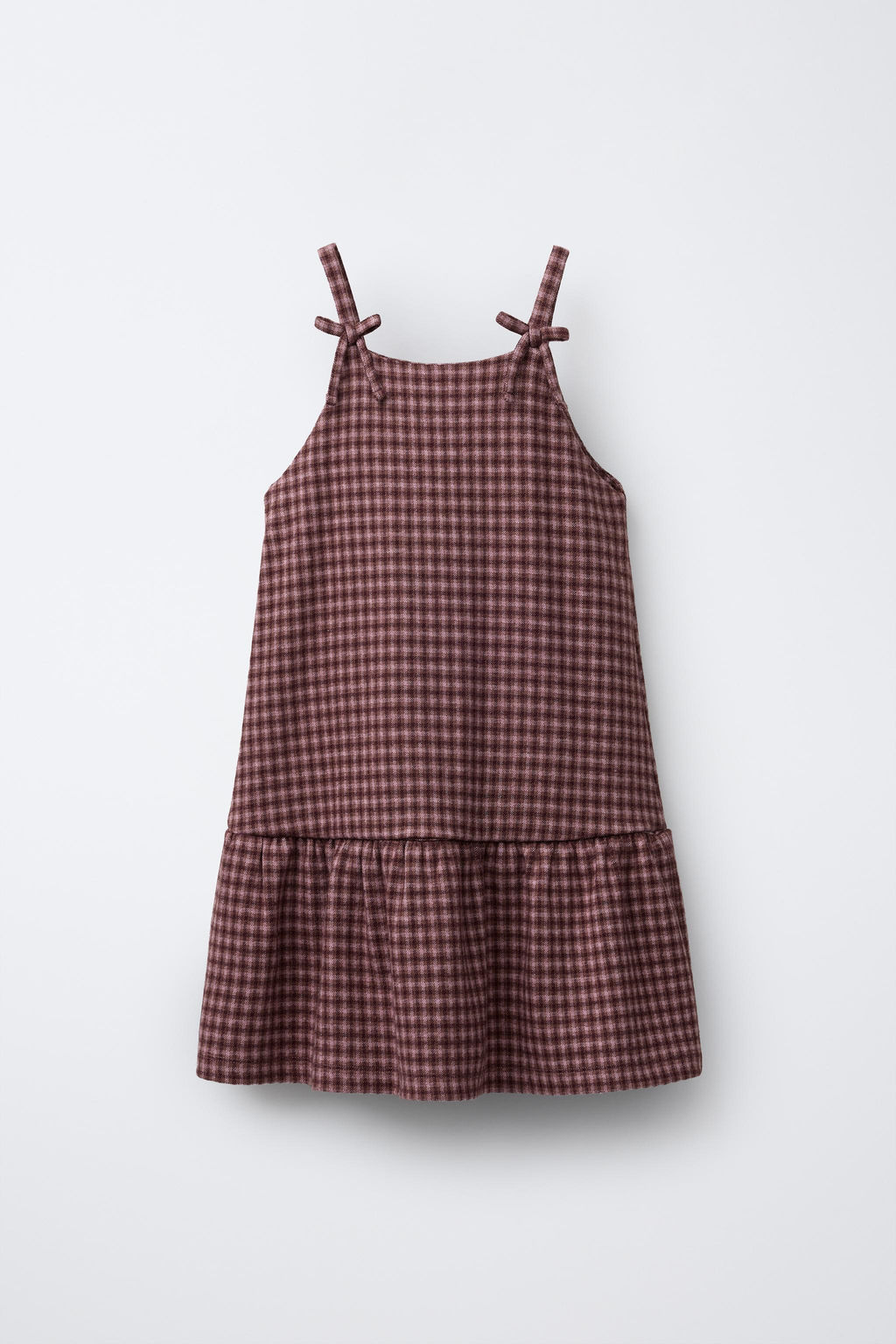 CHECK PINAFORE DRESS WITH BOWS