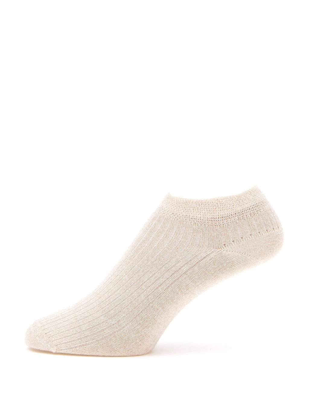 Kad_n Ekru Simli 2li Patik _orap