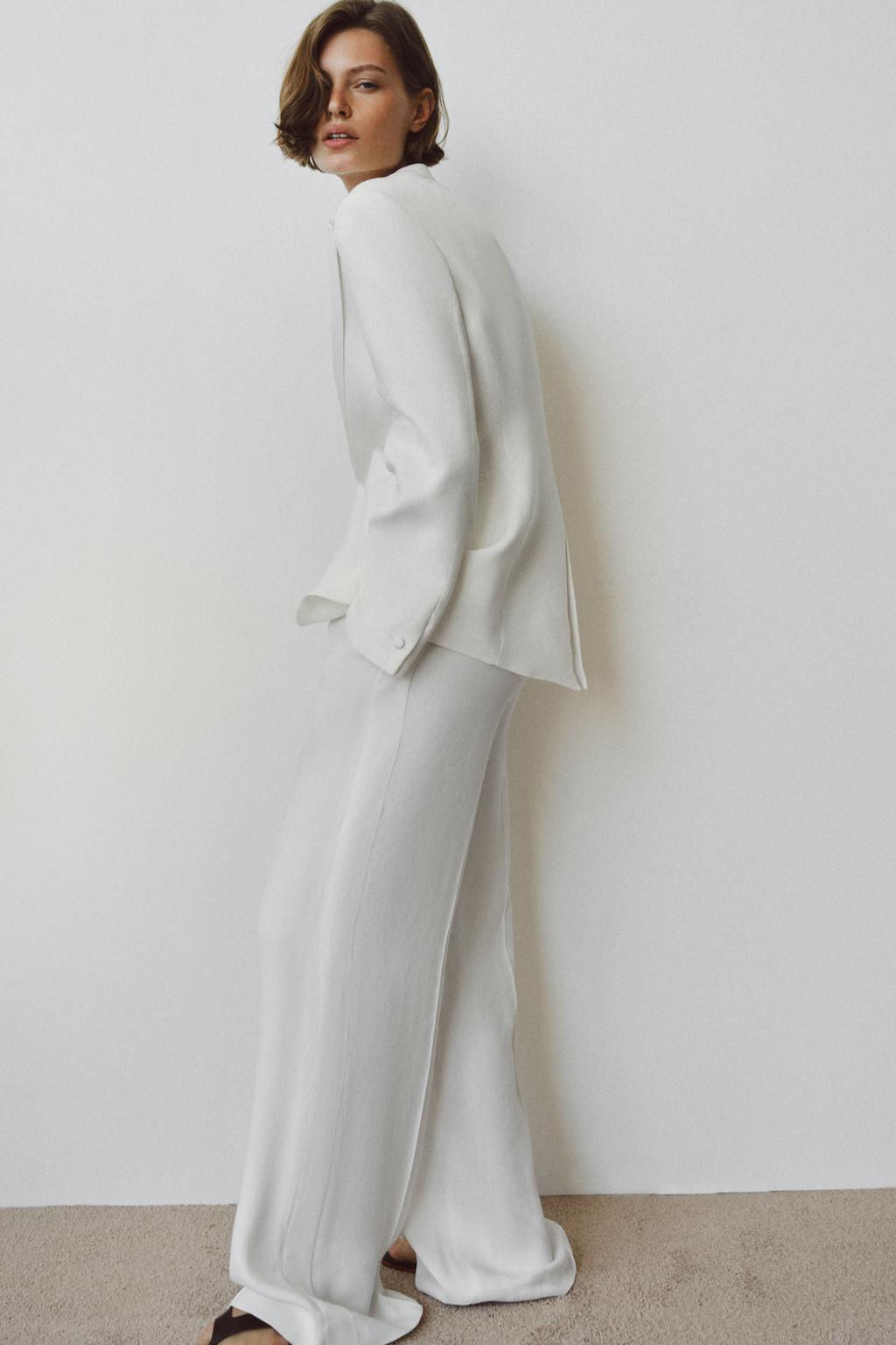 ZW COLLECTION TUXEDO-STYLE LINEN BLEND BLAZER - Zara фото 4