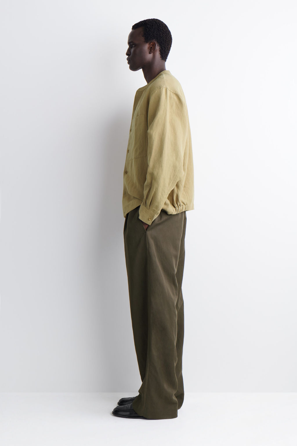 CAMISA OVERSIZE DE LINO CON CUELLO MAO - H&m фото 8