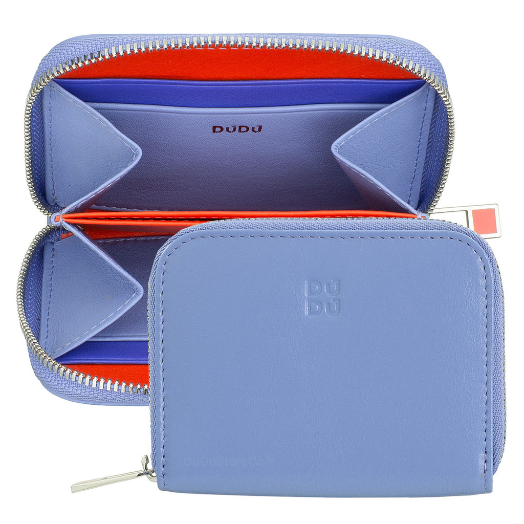 Итальянский кожаный кошелек для карт DuDu серии Hokkaido | пастельно-голубой
