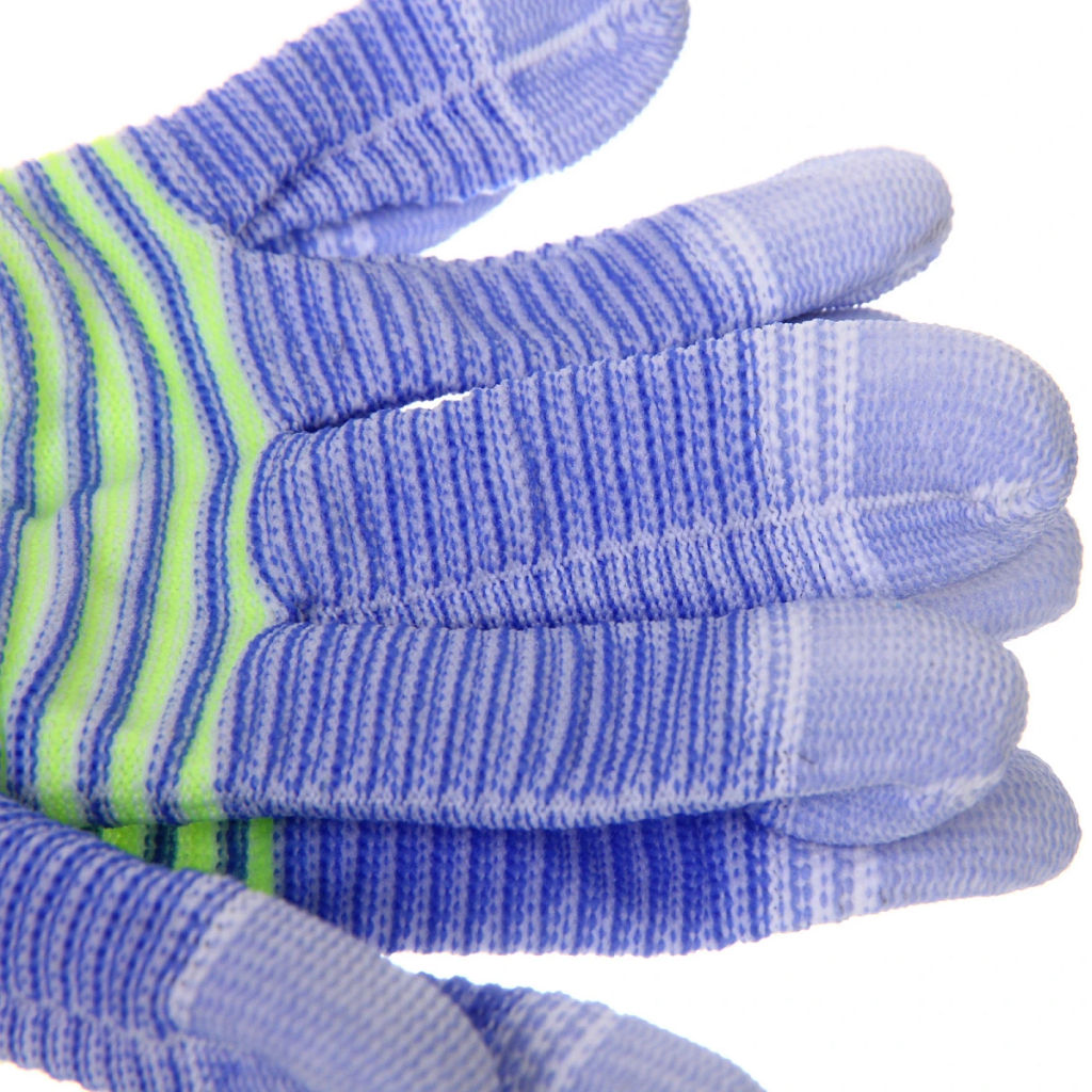 Цена за 12 шт. Перчатки нейлоновые "Неон" с ПВХ покрытием облив пальцев, синии 8 р-р ДоброСад