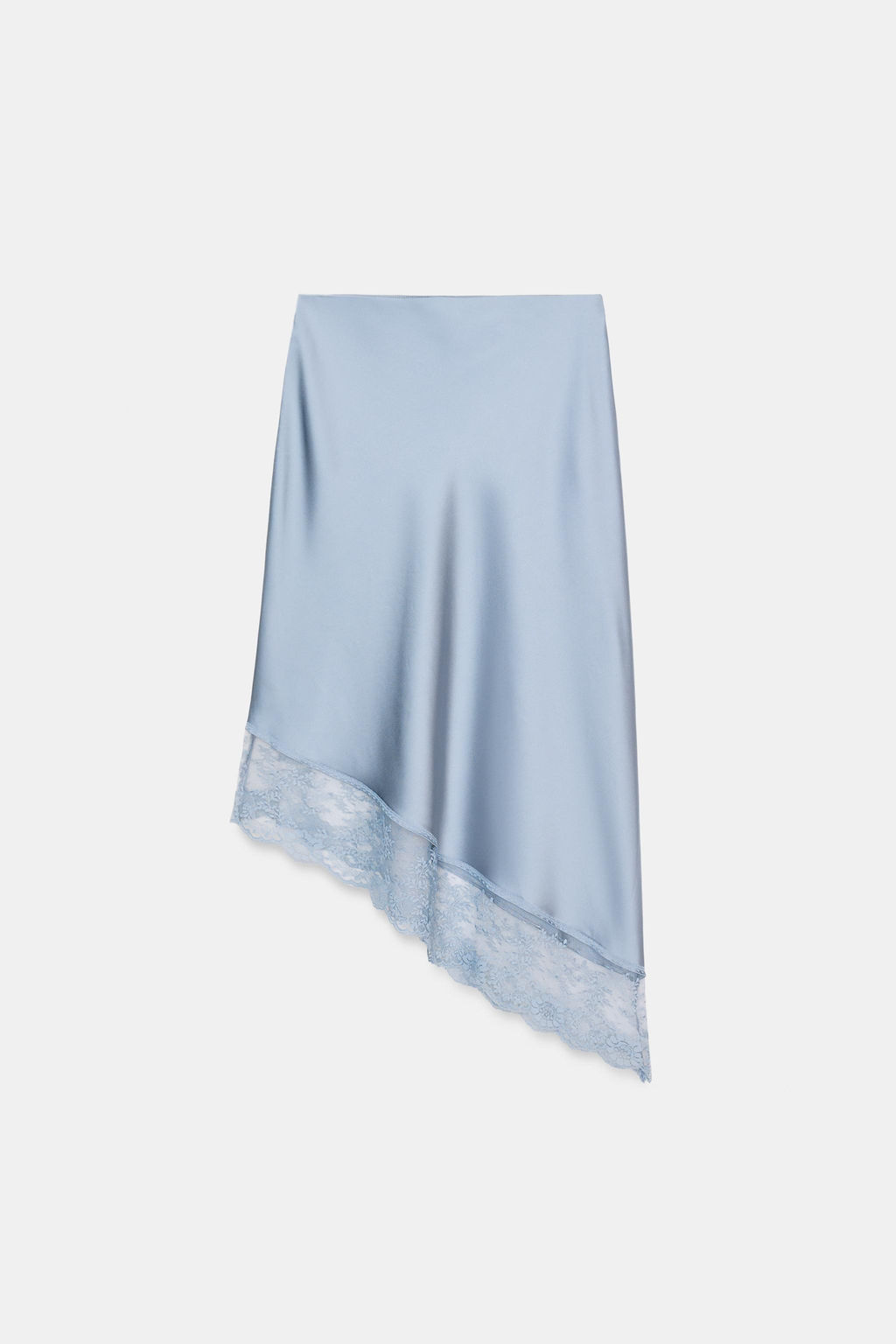 SATIN MIDI SKIRT WITH ASYMMETRIC LACE HEM - Zara фото 5