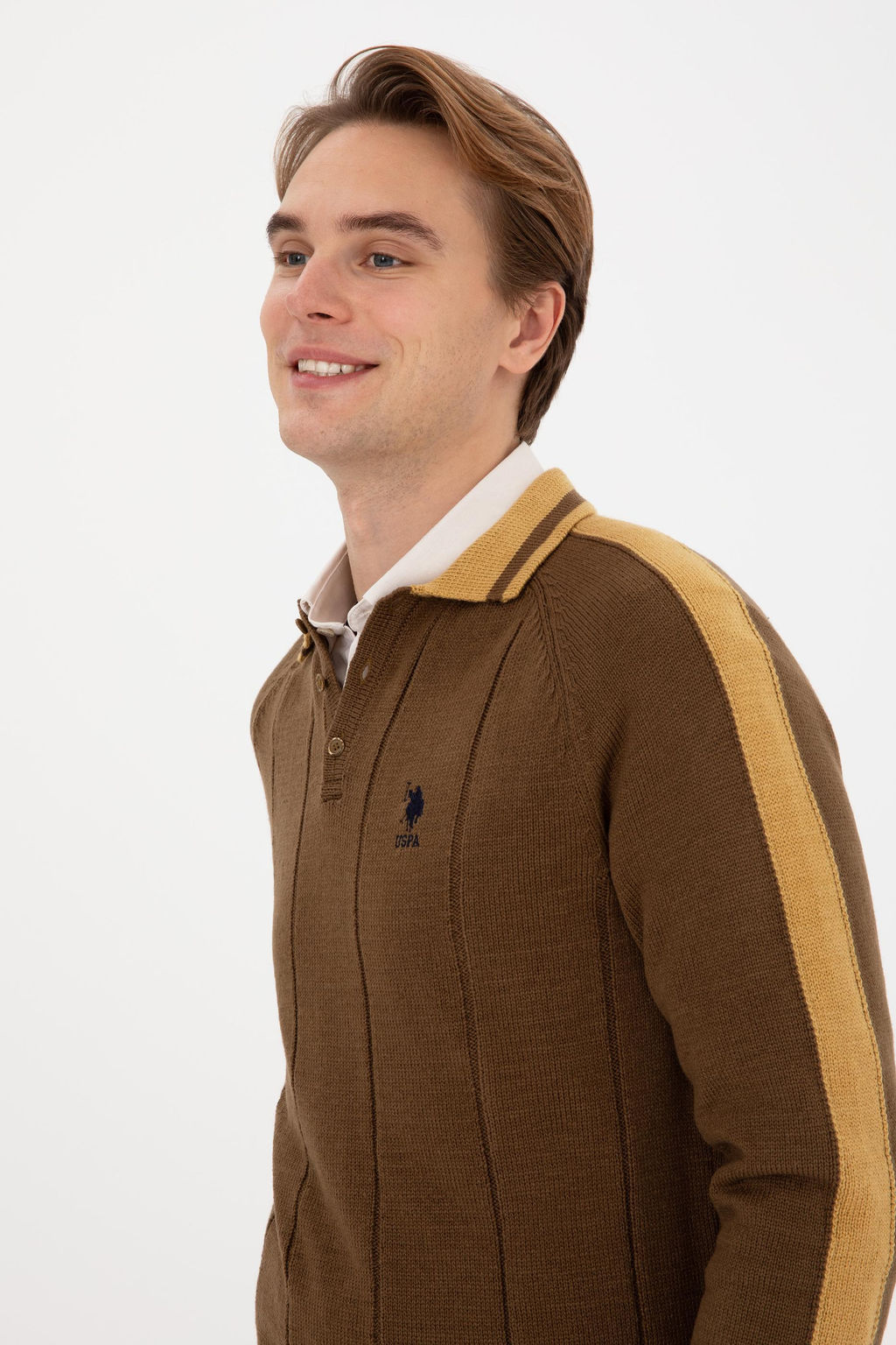 Erkek Regular Fit Polo Yaka Haki Kazak - U.s. polo assn фото 2