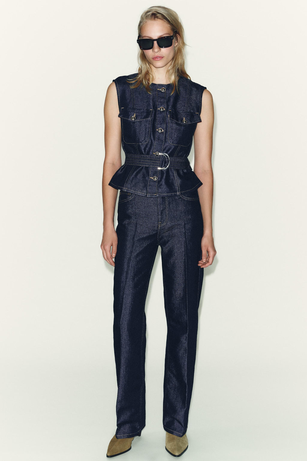 Z1975 DENIM WAISTCOAT WITH BELT