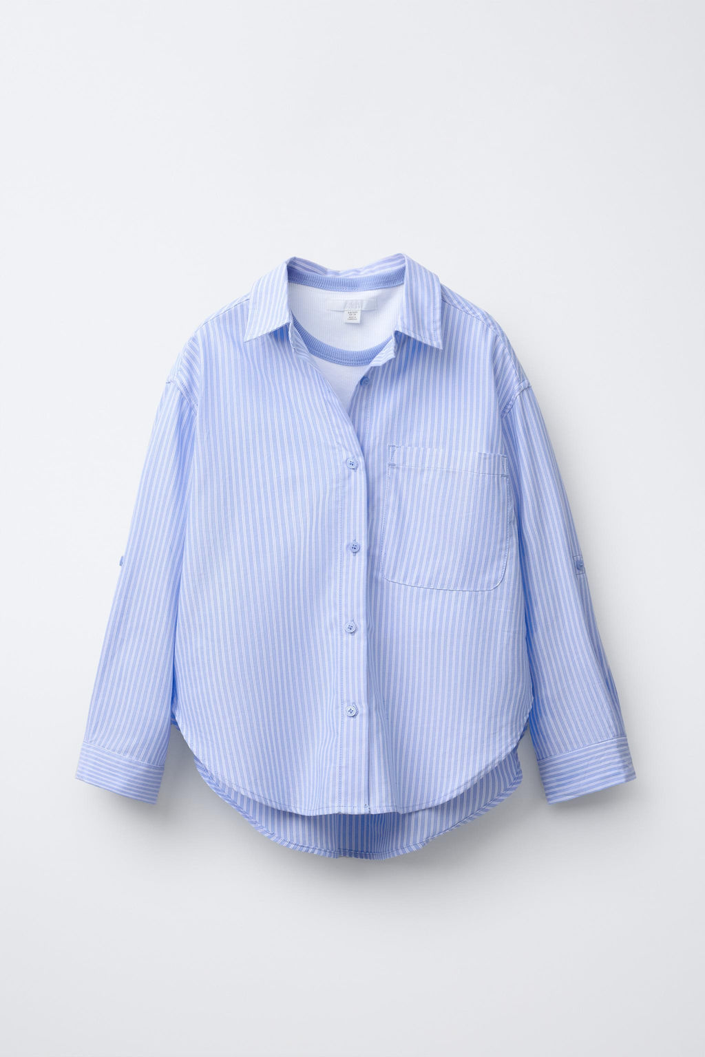 STRIPED SHIRT WITH CONTRAST RIB NECK T-SHIRT PACK - Zara фото 2
