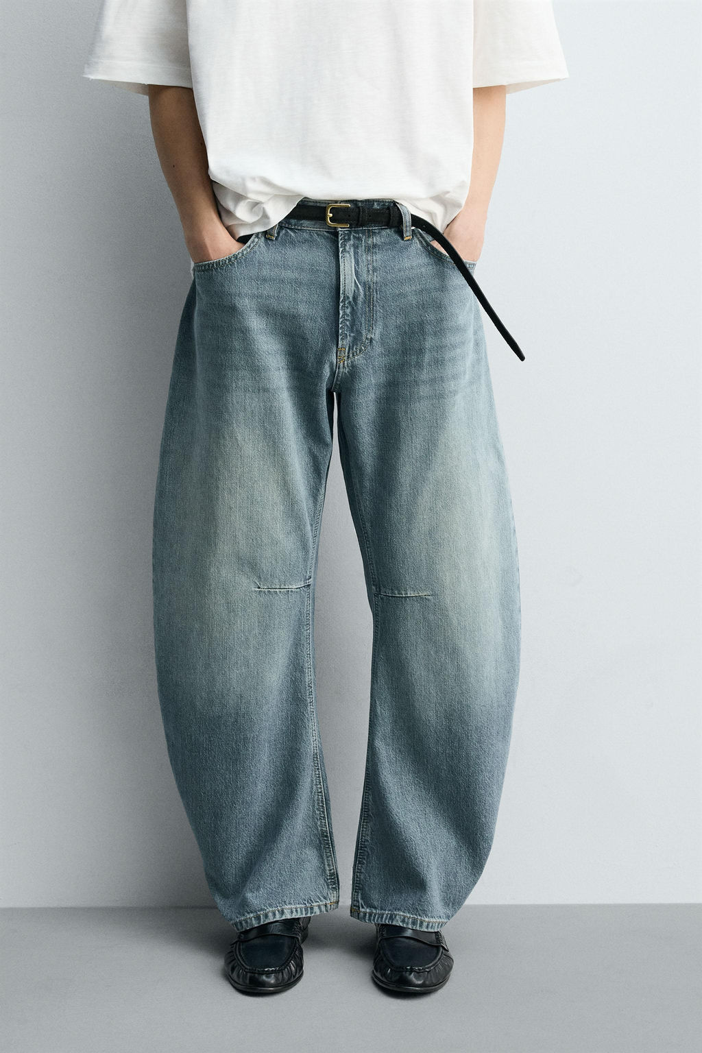 JEANS RELAXED BARREL FIT / Azul / Verde - Zara фото 6