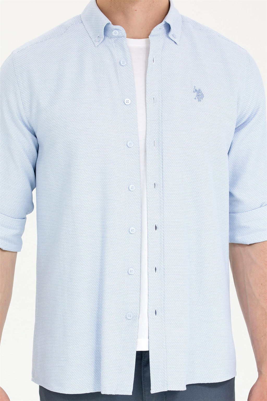 U. S. Polo Assn Мужская голубая рубашка с длинным рукавом - U.s. polo assn фото 13