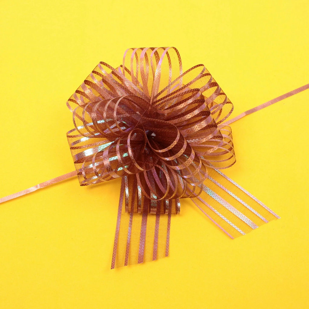 Цена за 10 шт. Бант для оформления подарка "Сияние" 5 см, d=15 см, Шоколад
