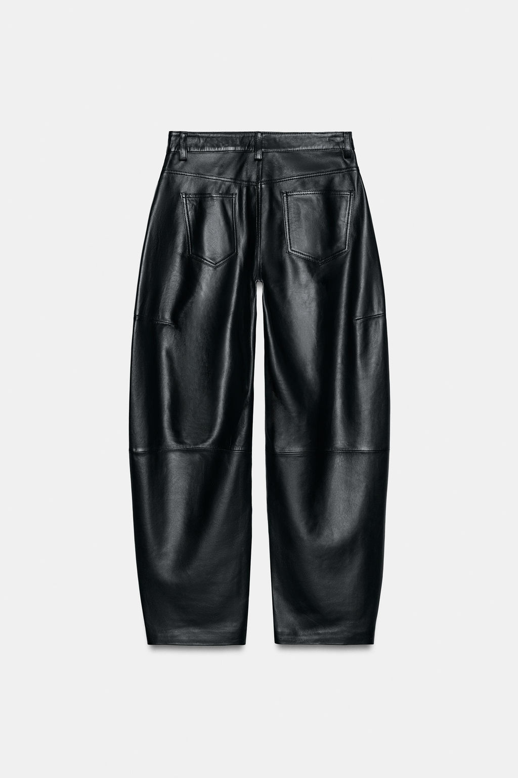 ZW COLLECTION LIMITED EDITION LEATHER BARREL TROUSERS - Zara фото 16