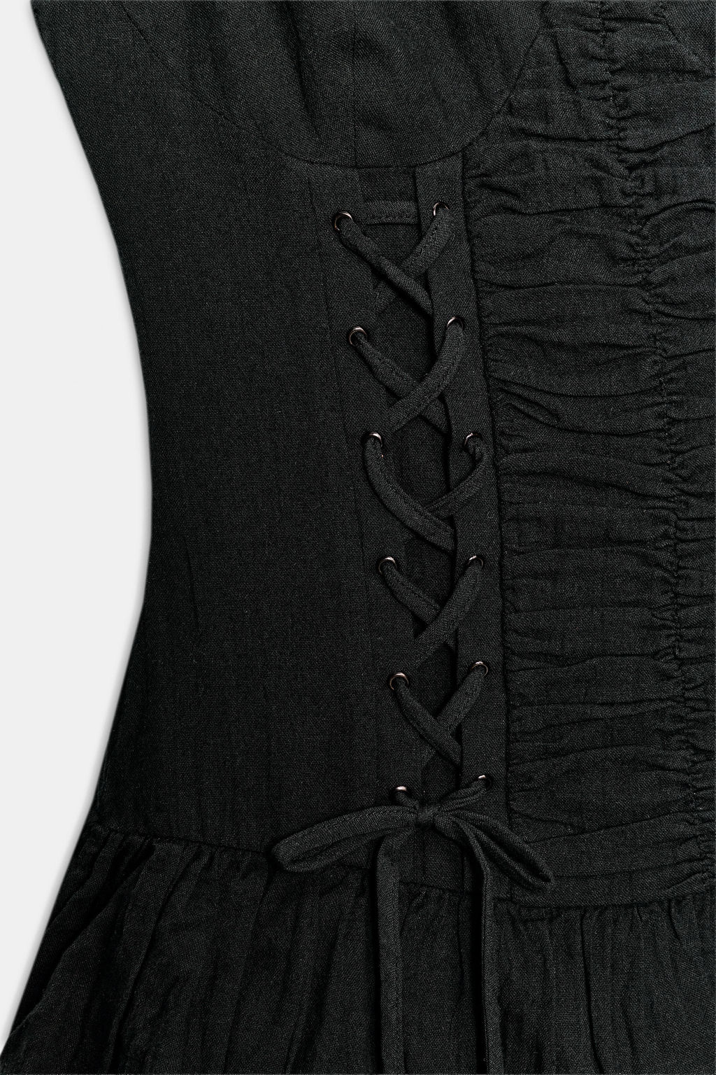 VESTIDO MINI VOLANTES CORDONES CRUZADOS / Negro - Zara фото 6