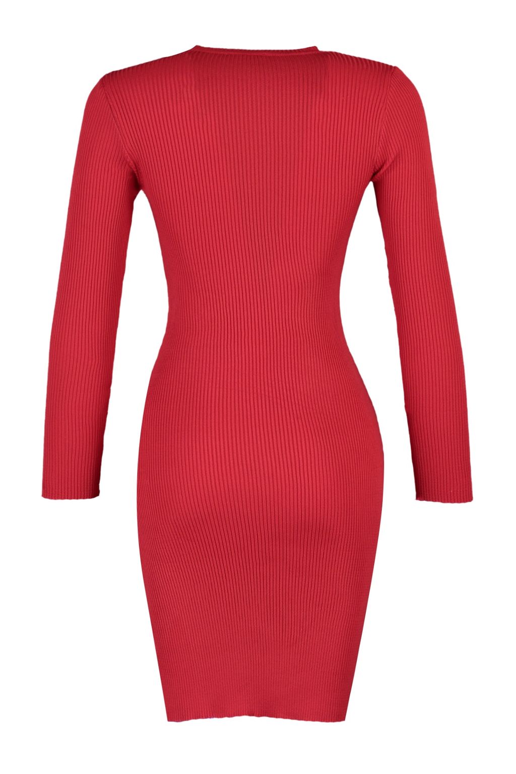 K?rm?z? Mini Triko Y?rtmacl? Vucuda Oturan Elbise TWOAW23EL01416