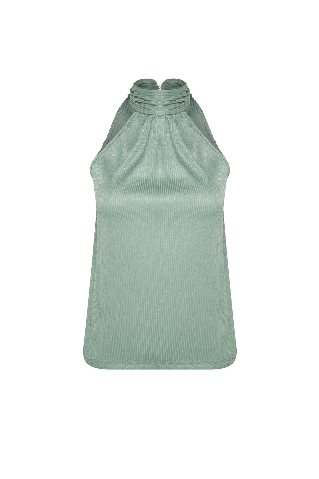 Mint Regular/Normal Kal?p Dik Yaka Fit Pilise Esnek Orme Bluz TWOSS23BZ00952
