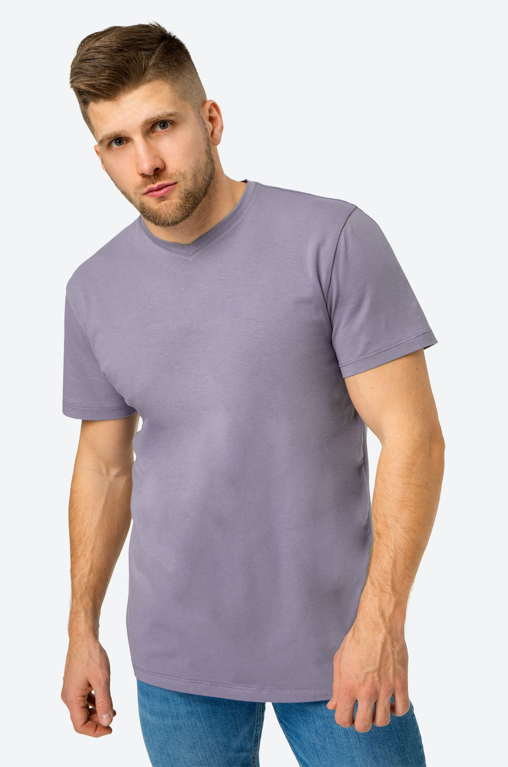 Мужская футболка из хлопка с лайкрой с V-вырезом Happy Fox  фото 9