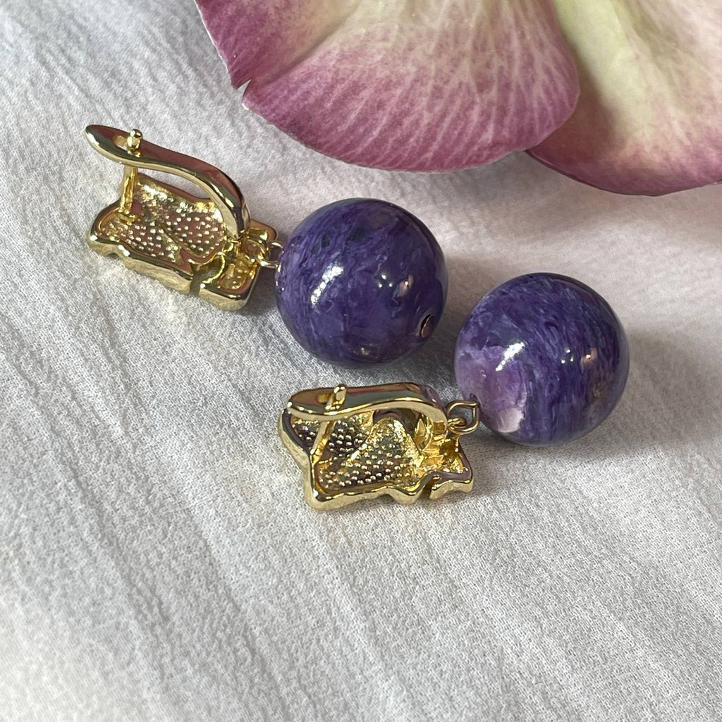 Серьги крупные из Чароита