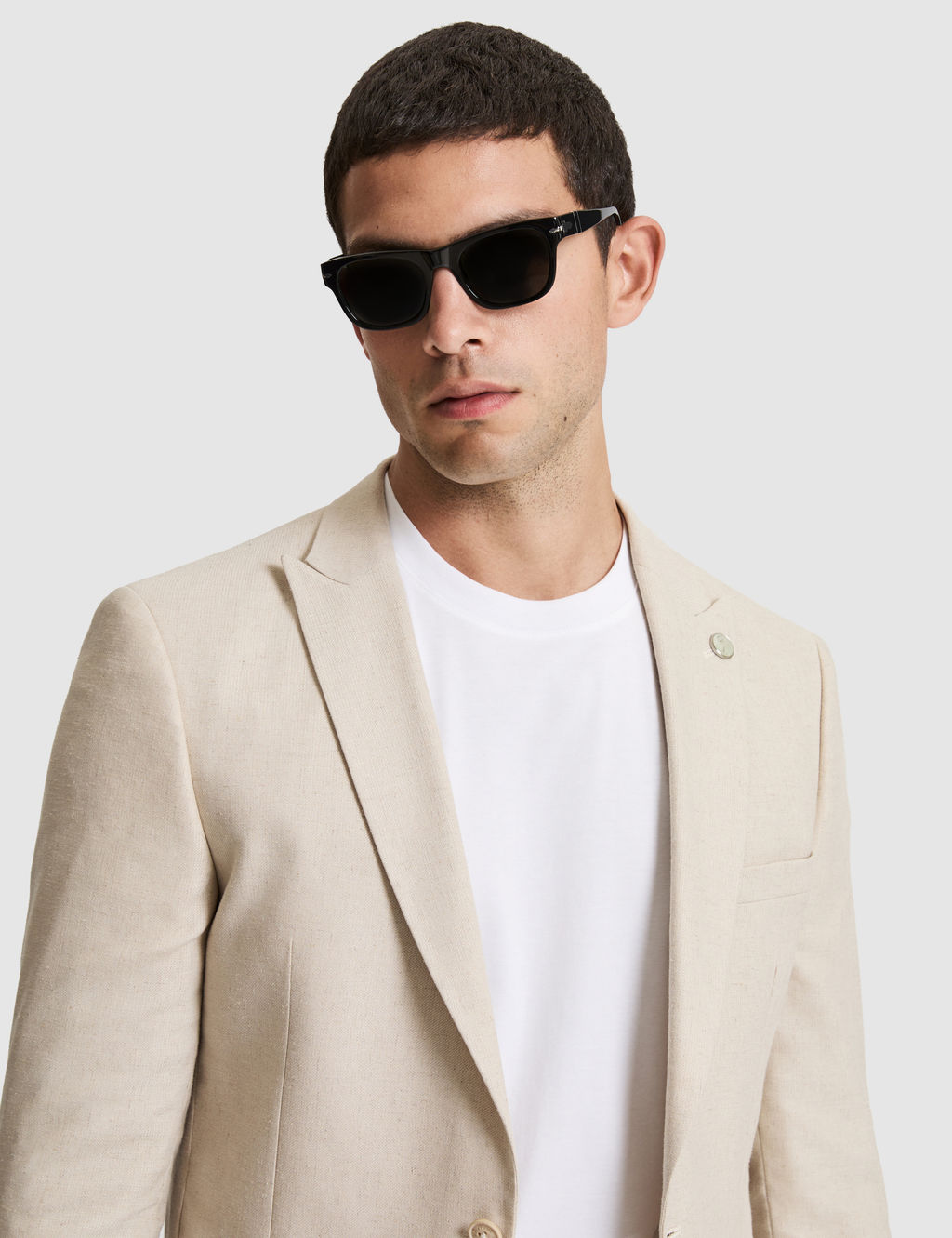 Bej Ex. Slim Fit Keten Kar___ml_ Ceket