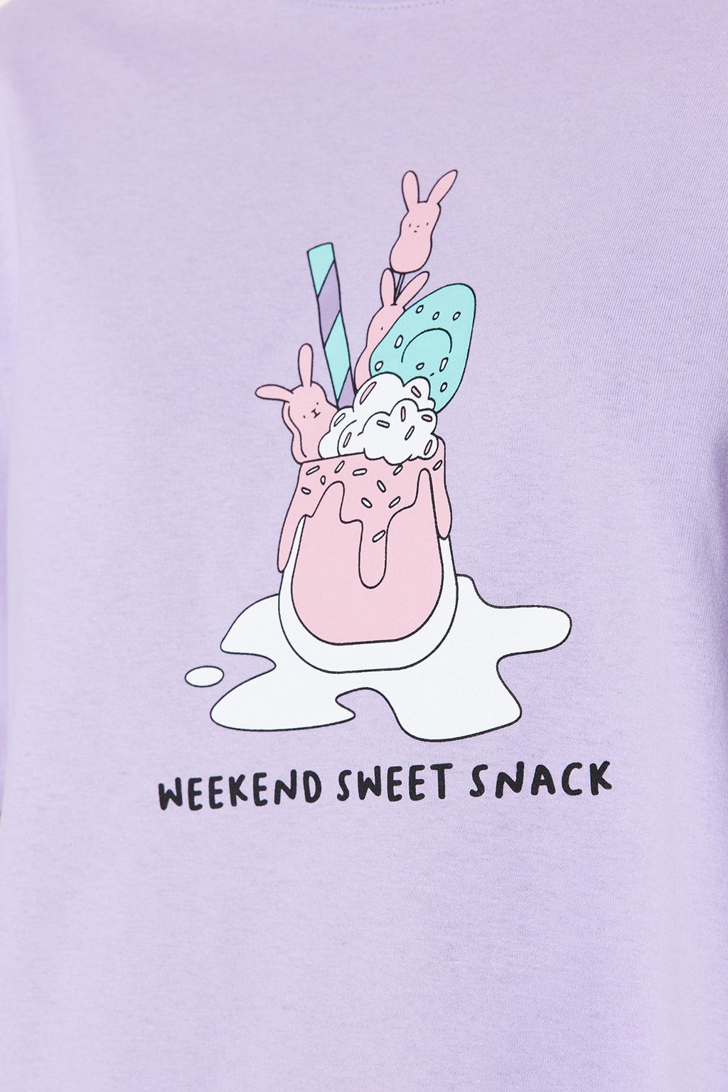 Trendyolmilla Lila %100 Pamuklu Eglenceli Bask?l? T-shirt-Pantolon Orme Pijama Tak?m? THMSS23PT00134 фото 25