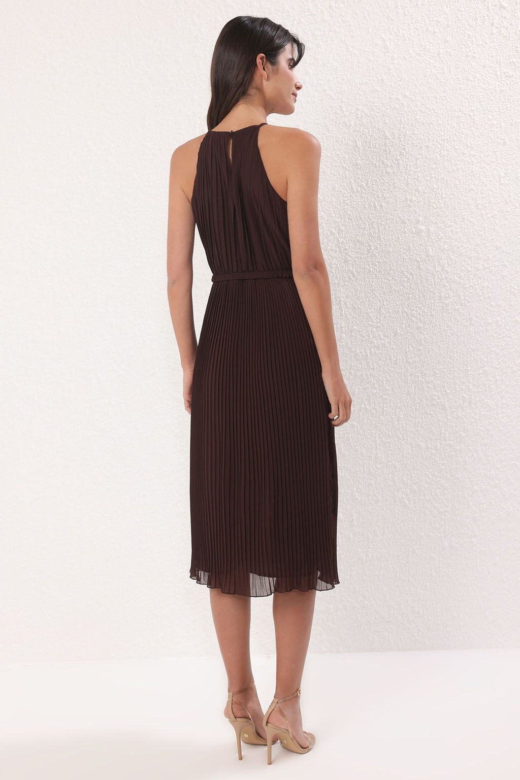 TRENDYOLMILLA Mor Kemerli Piliseli Sifon Midi Dokuma Elbise TWOSS25EL00573 фото 4