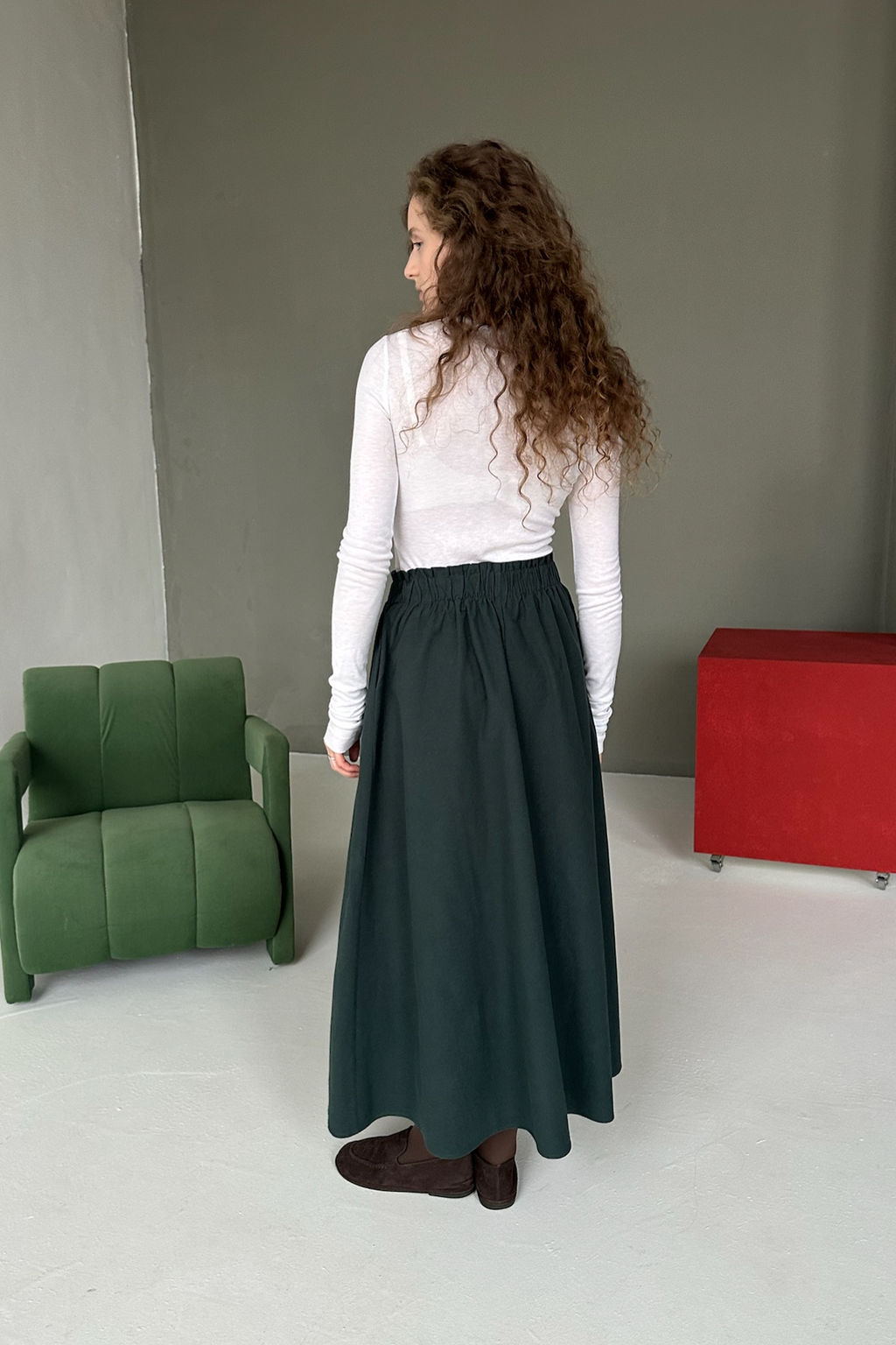 Юбка женская NATURE087/03/Темно-зеленый