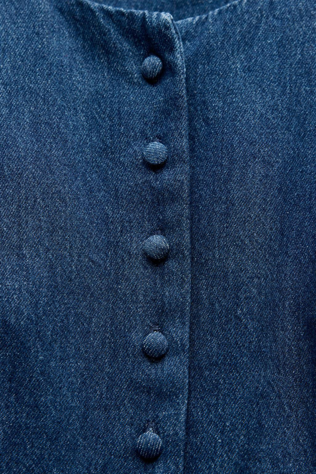 Z1975 DENIM WAISTCOAT WITH COVERED BUTTONS - Zara фото 4