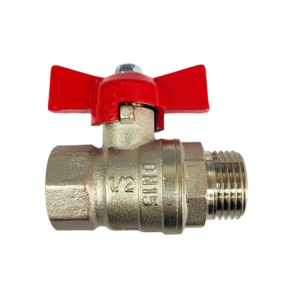 Кран шаровый для воды 1/2" г-ш (латунь), бабочка
