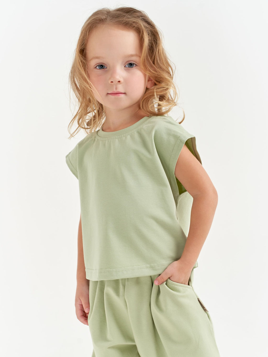 Футболка укороченная без рукавов Шалфей - Bungly фото 3