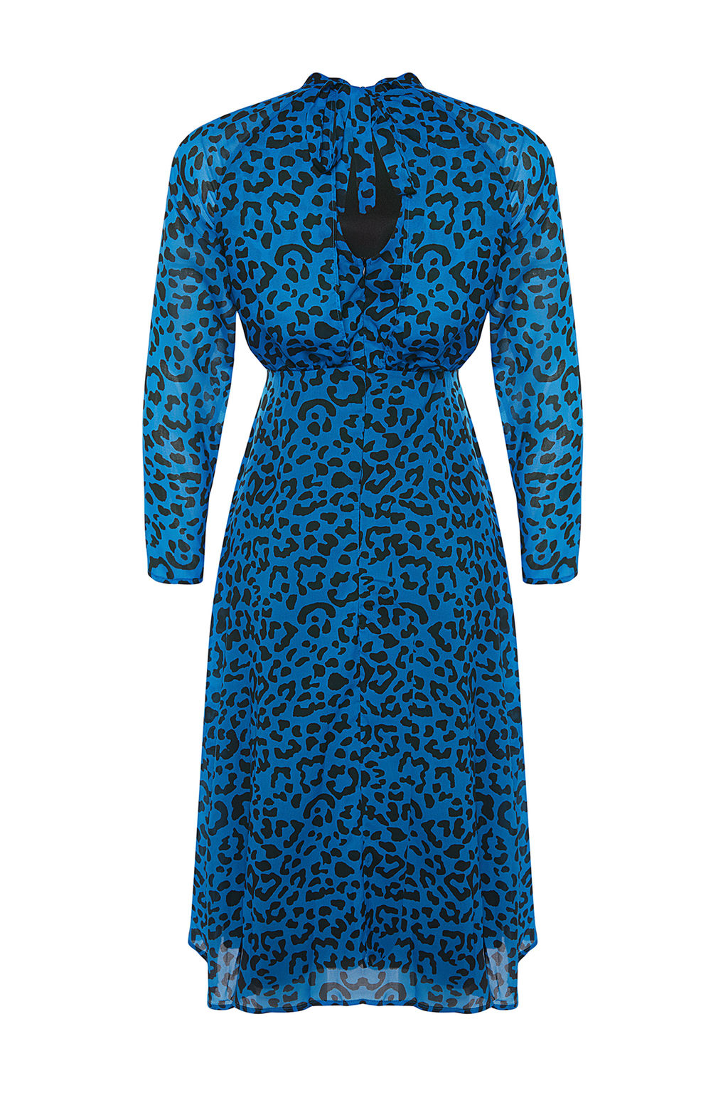 TRENDYOLMILLA Mavi Midi Leopar Desenli Dokuma K?sl?k Elbise TWOAW24EL00302  фото 8