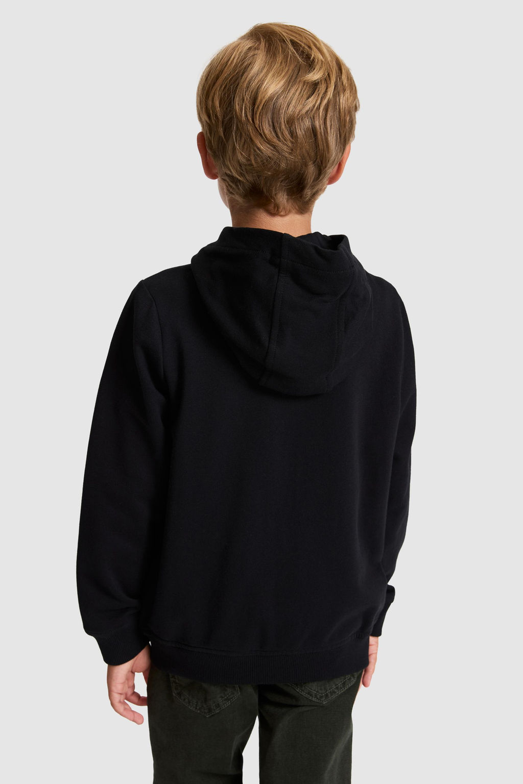 Erkek _ocuk Siyah Kap__onlu _nce Fermuarl_ Basic Sweatshirt