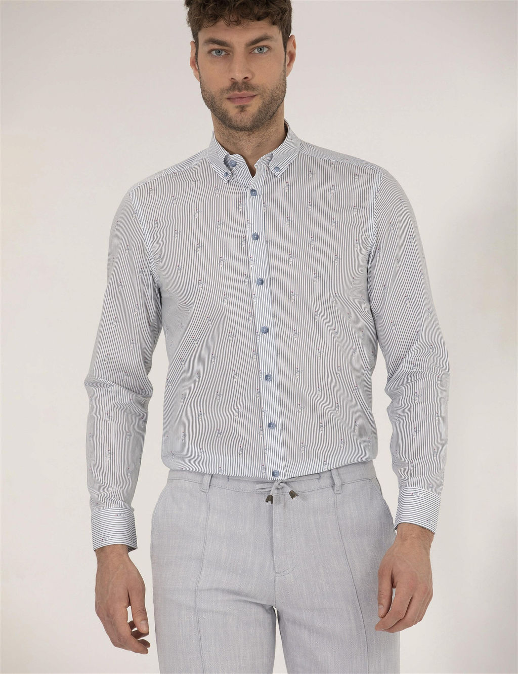 Pembe Slim Fit Uzun Kollu G_mlek - Pierre cardin фото 2