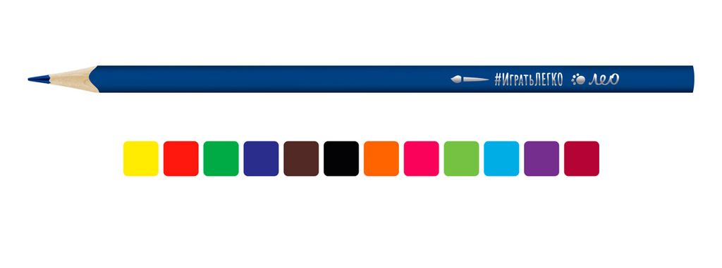 Лео Играй LGWP-12 Набор трехгранных акварельных карандашей заточенный 8 х 12 цв