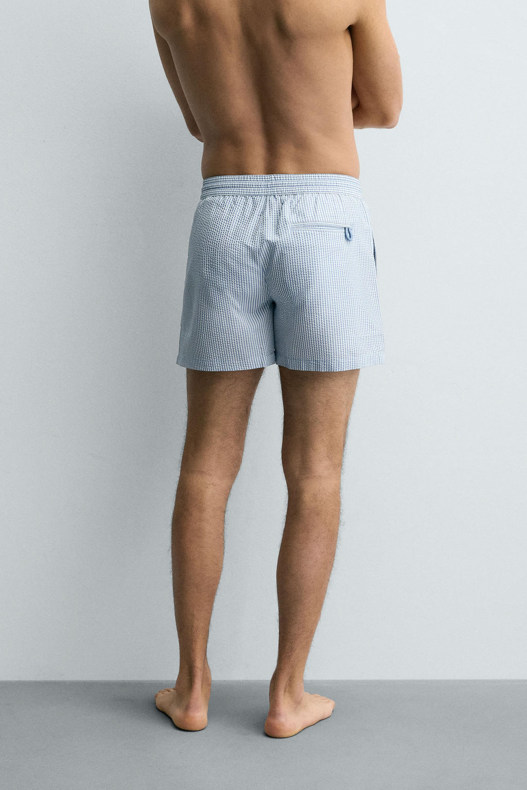 MID-LENGTH SEERSUCKER SWIMMING TRUNKS - Zara фото 14