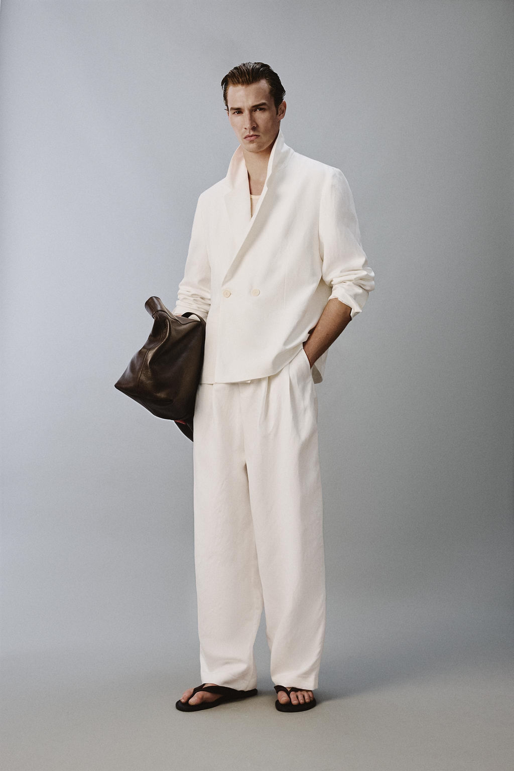 BLAZER RELAXED FIT TRAJE VISCOSA - LINO / Blanco
